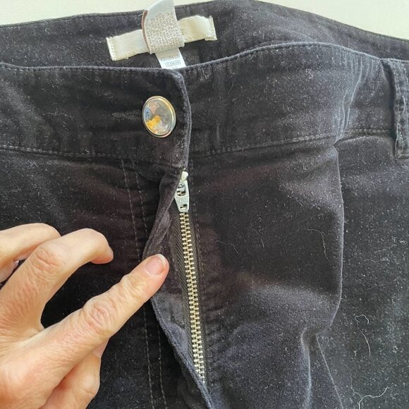 Chico's Pant Trouser Black Velvet Diamond Jewel Button Straight Leg Holiday Plus - Picture 3 of 7